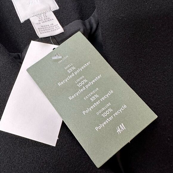 NWT NEW! H&M Straight Cut Coat in Black, Sz S - Picture 4 of 5